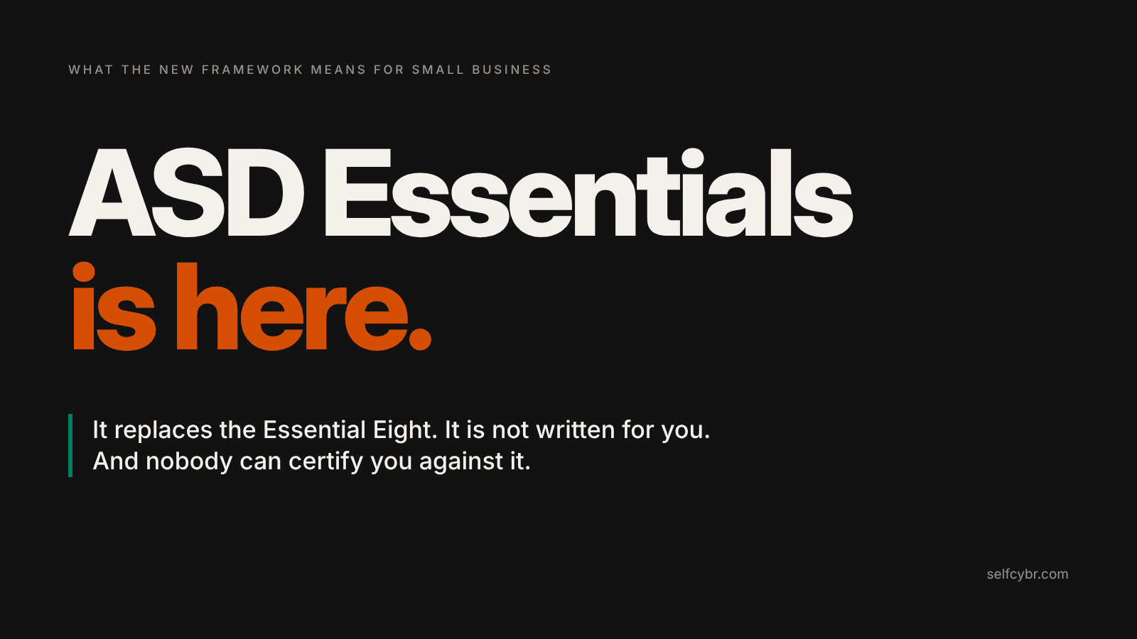ASD Essentials is here. Here is why your small business should do nothing.